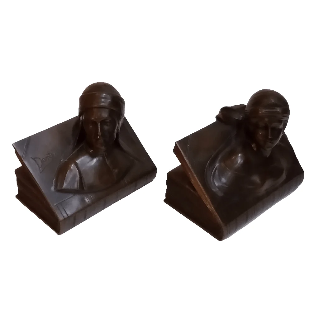 Jennings Brothers Vintage Bronze Dante & Beatrice Bookends