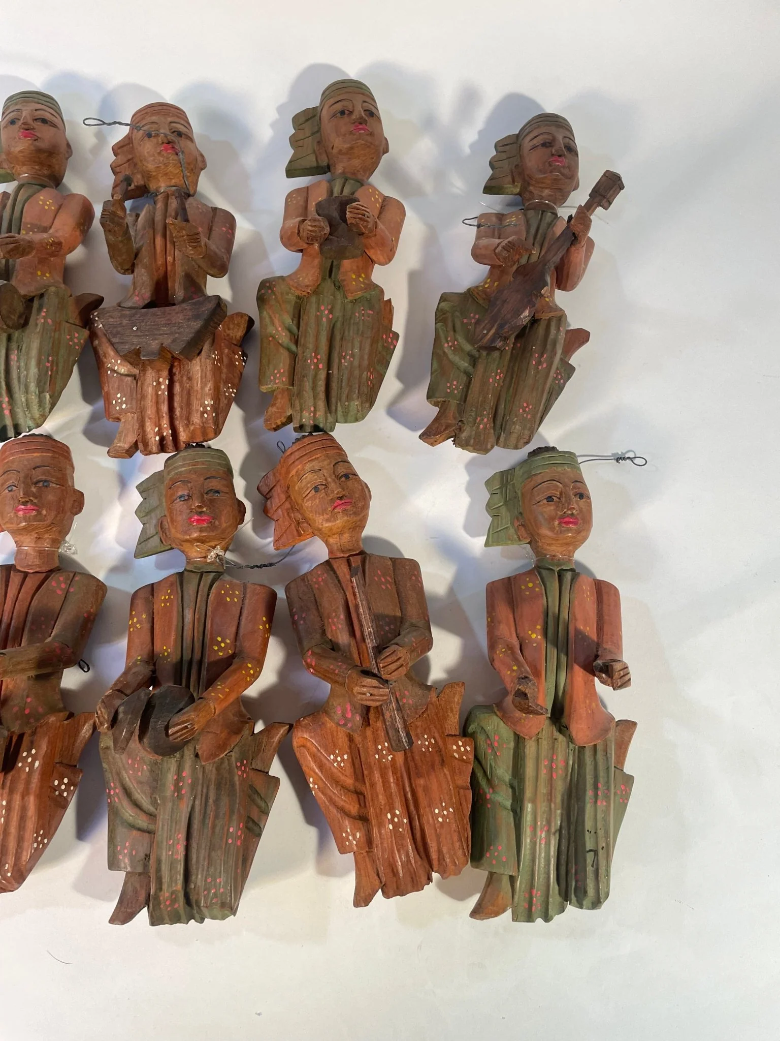 Hand Carved Thai Women Dancing Musical Sculptures Set of 10 - Image 3