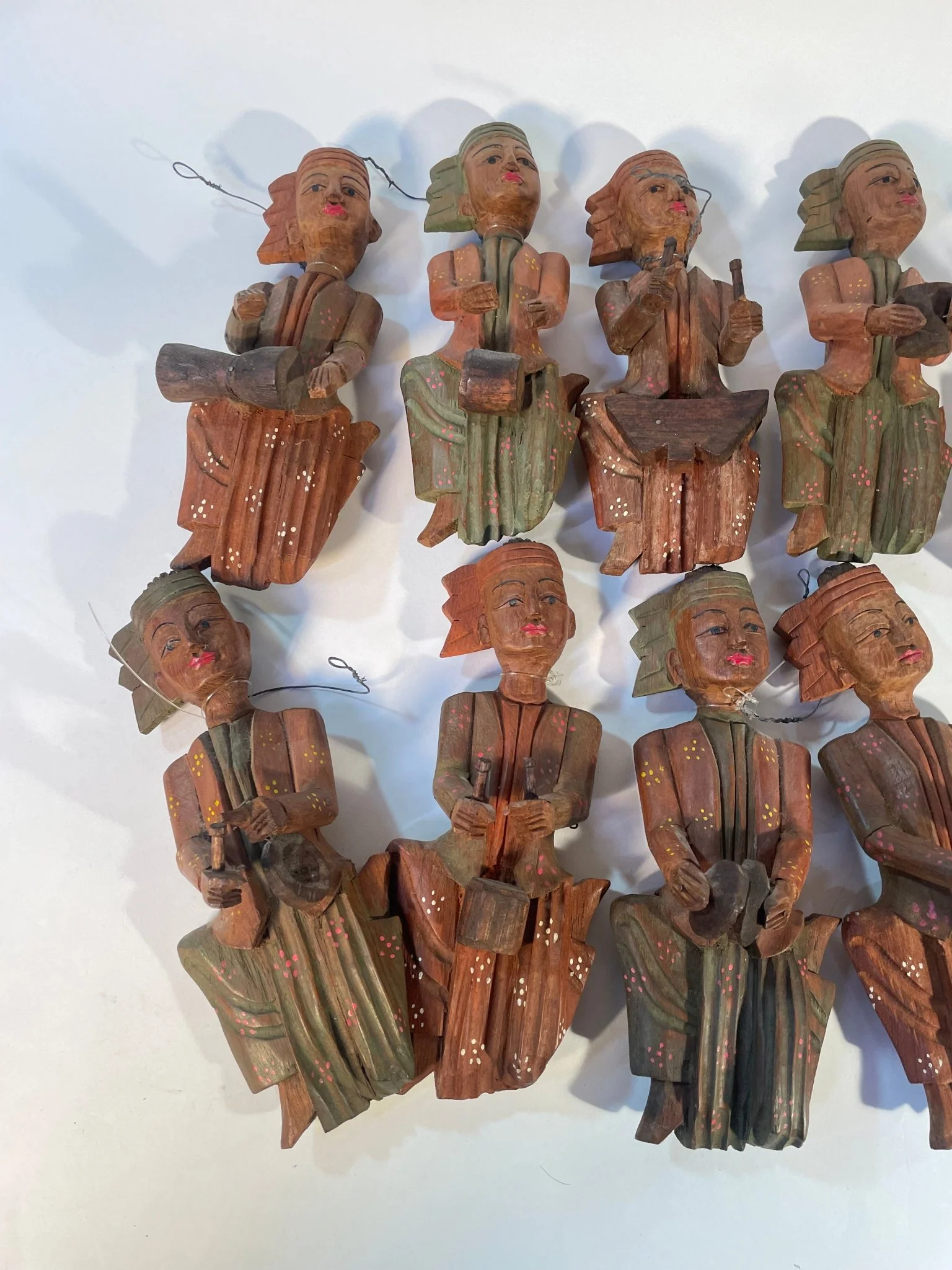 Hand Carved Thai Women Dancing Musical Sculptures Set of 10 - Image 4